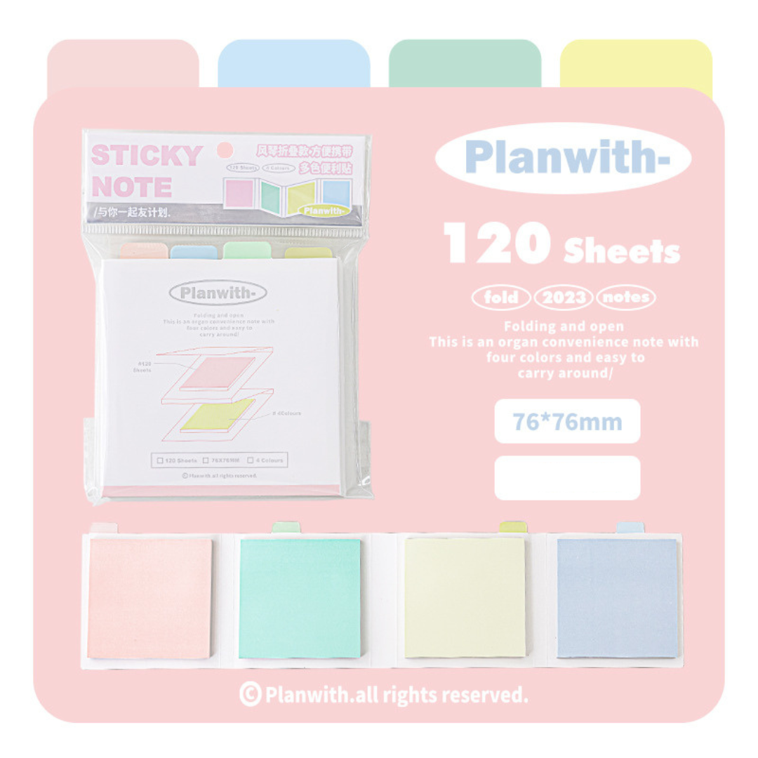 Giấy Note - Tập 120 Tờ Giấy Ghi Chú Trơn Có Keo 4 Màu Planwith- Đóng ...