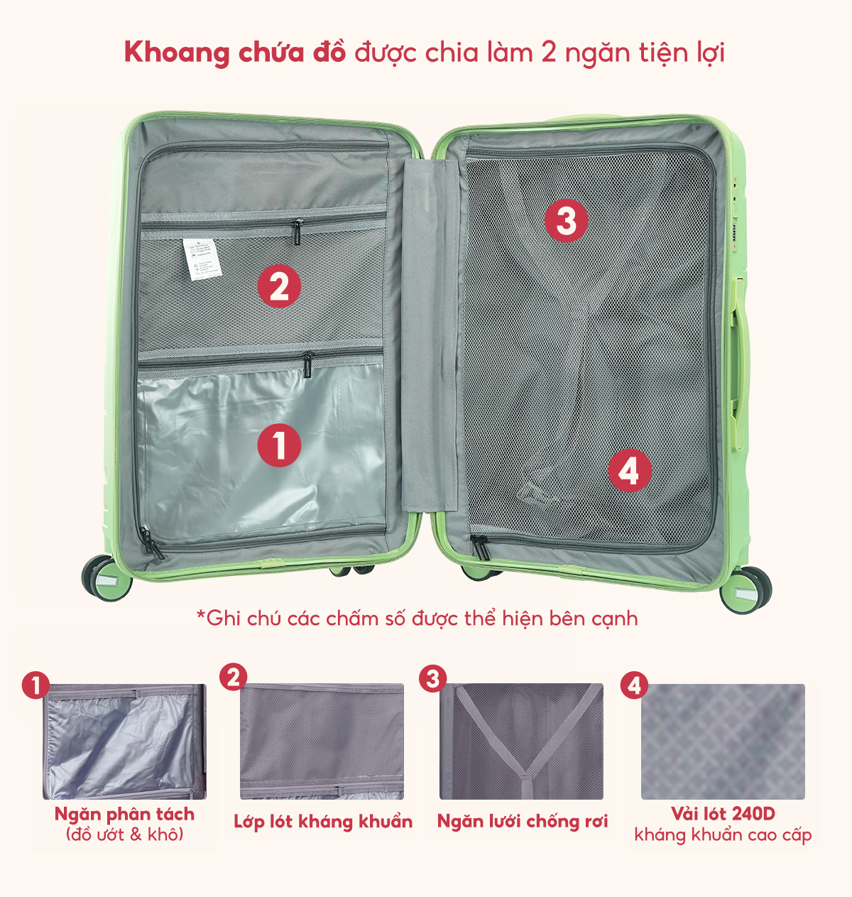 Mô tả Vali Kéo Du Lịch Bamozo Nancy Size 20/24/28 Nhựa PP Cao Cấp Chống Vỡ - Bảo Hành 5 Năm. - 4