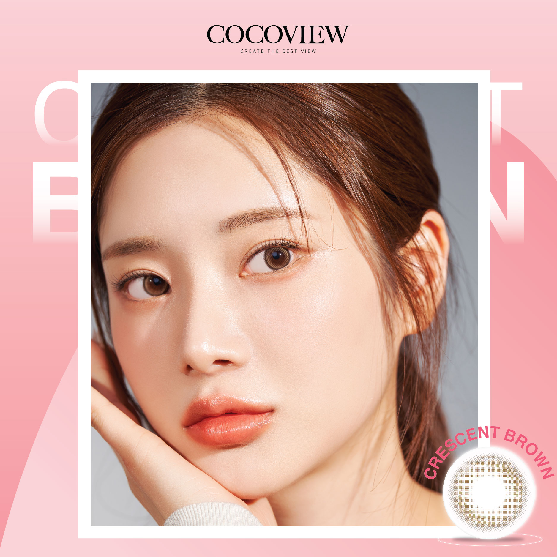 Combo Kính Áp Tròng Hàn Quốc COCOVIEW LENS CRESCENT BROWN Nấu Tự Nhiên ...