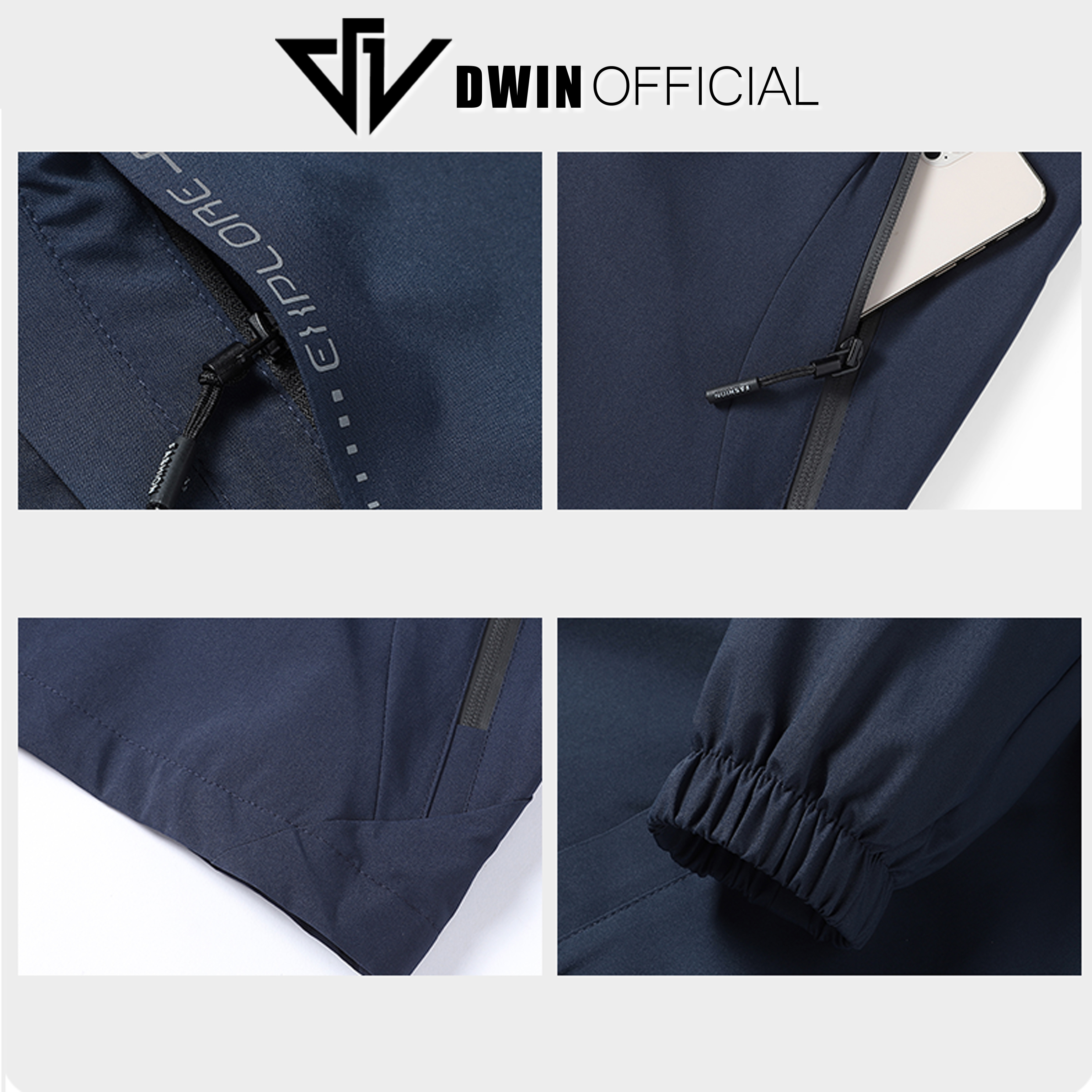 Mô tả Áo khoác gió đôi nam nữ in Dwin 2 lớp chất liệu dù cao cấp unisex form rộng đi mưa,cản gió - 1