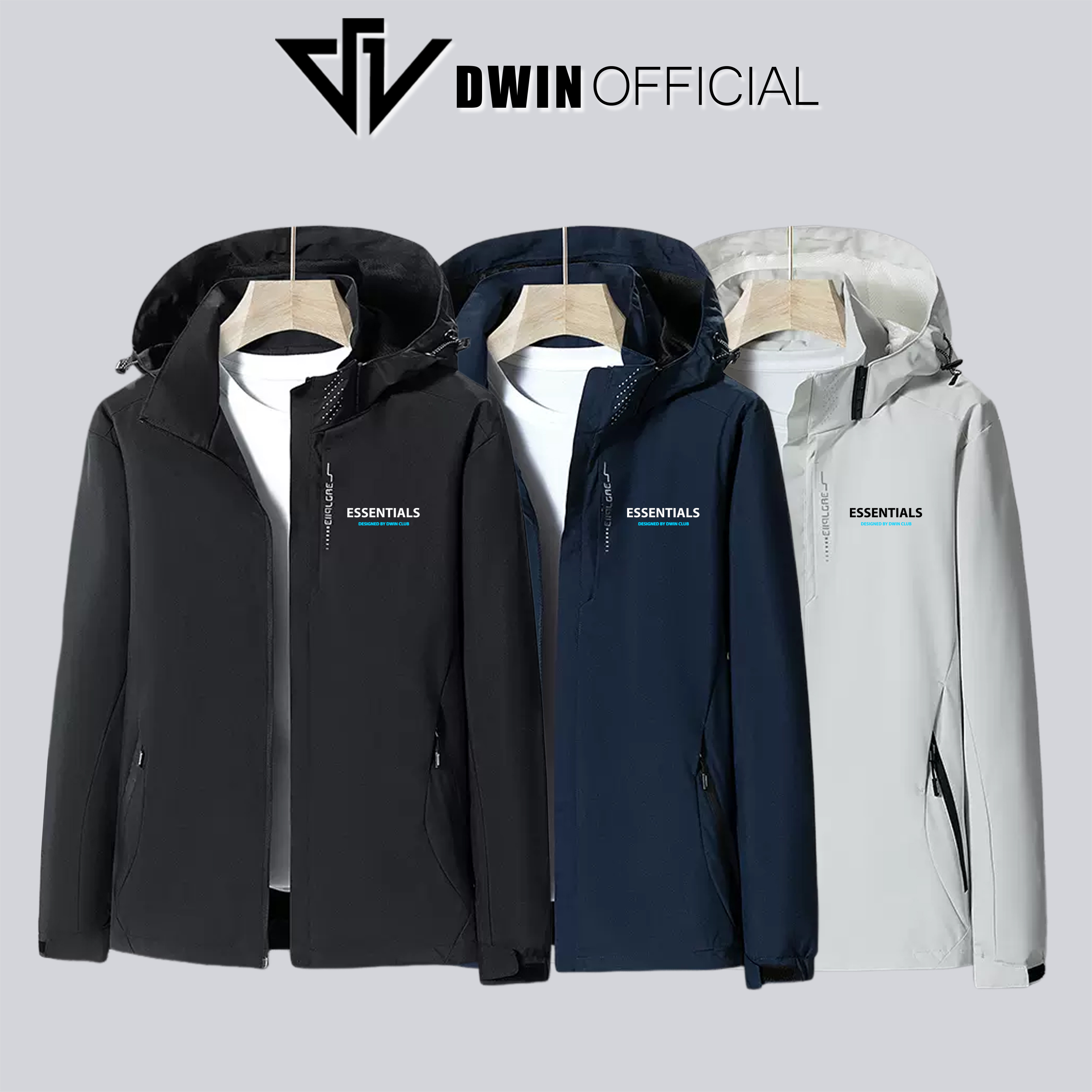 Mô tả Áo khoác gió đôi nam nữ in Dwin 2 lớp chất liệu dù cao cấp unisex form rộng đi mưa,cản gió - 2