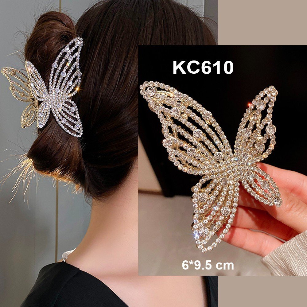 Mô tả GOTI - Kẹp Càng Cua Lớn Hình Hoa Trắng Lá Xanh Đính Hạt Xinh Xắn Quà Tặng Nữ 20/10 8/3 – Phụ Kiện Tóc Thanh Lịch KC609 - 2