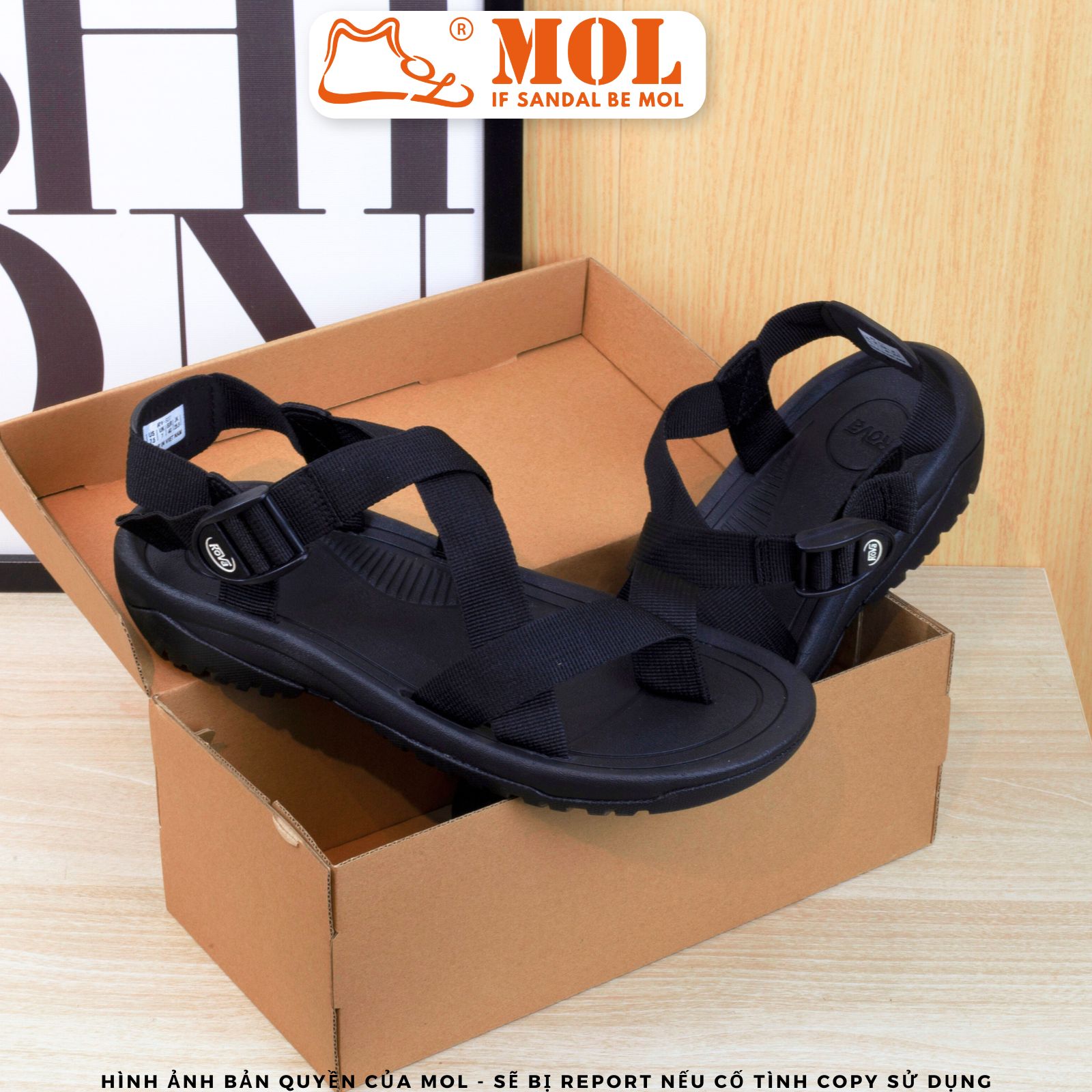 Mô tả Sandal nam Rova quai chéo RV937B màu đen - 5