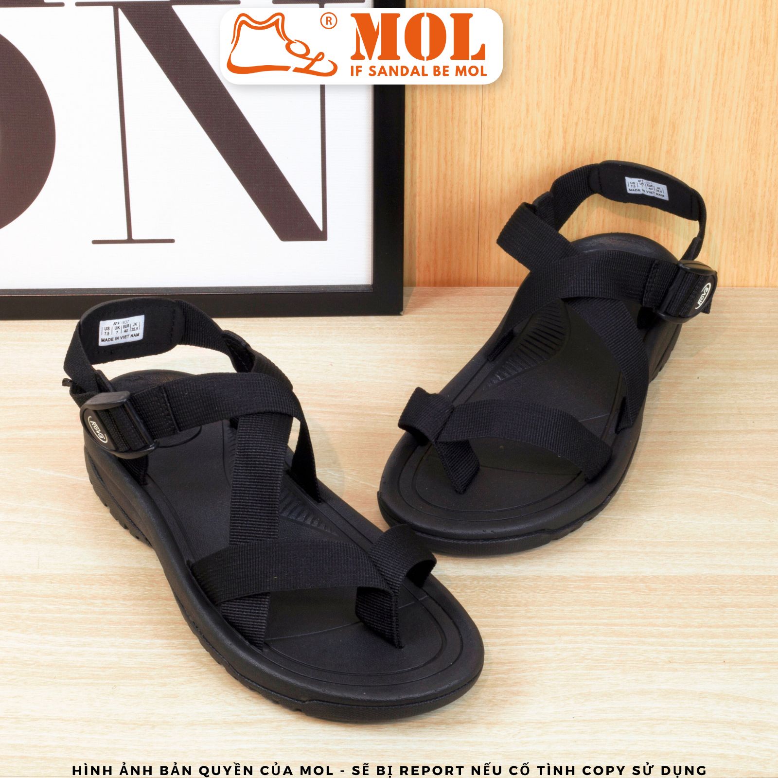 Mô tả Sandal nam Rova quai chéo RV937B màu đen - 8