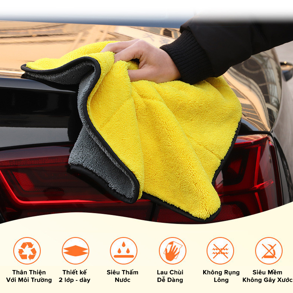 Mô tả Khăn Lau Siêu To 30*60cm Siêu Thấm Khăn Lau Đa Năng Sợi Microfiber Siêu Dày Chuyên Dùng Cho Xe Ô Tô Chính Hãng Amalife - 7