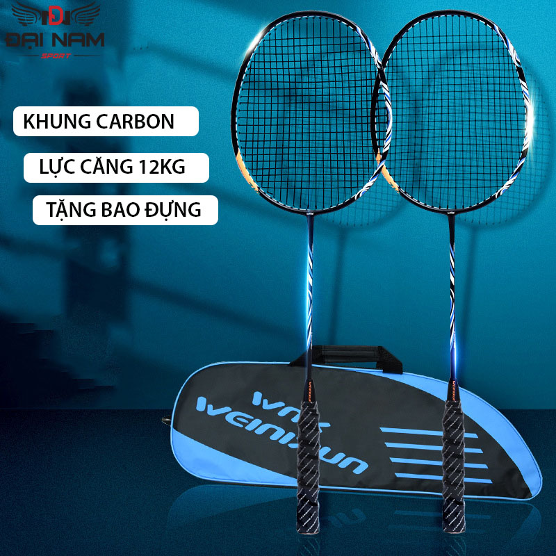 Mô tả Bộ 2 Vợt Cầu Lông Khung Carbon 710 Căng 11kg (24LBS) Đại Nam Sport + Tặng Túi Đựng Và 2 Quấn Cán - 4