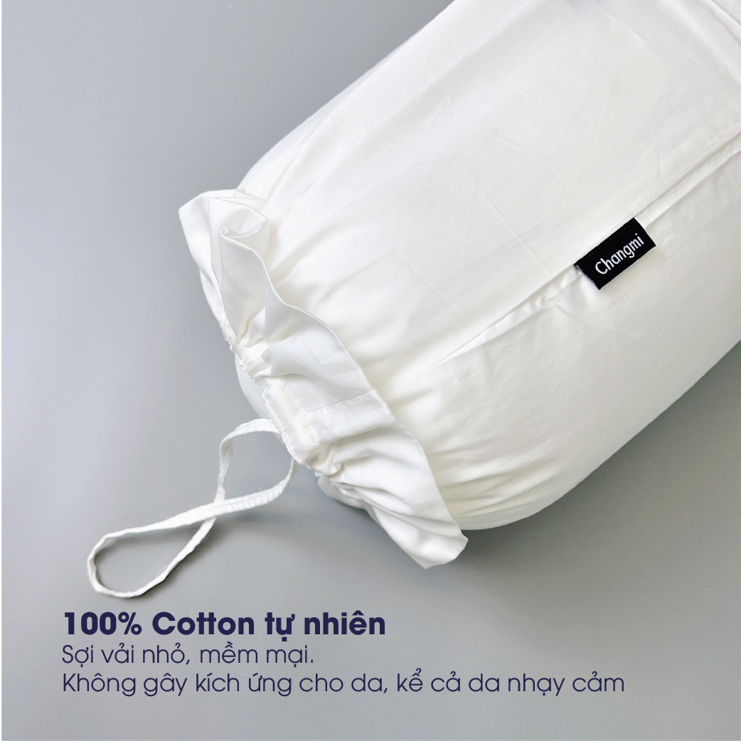Mô tả Vỏ Gối Ôm trắng trơn 100% Cotton tự nhiên Changmi Bedding - 40x110 cm (1 chiếc) - 2