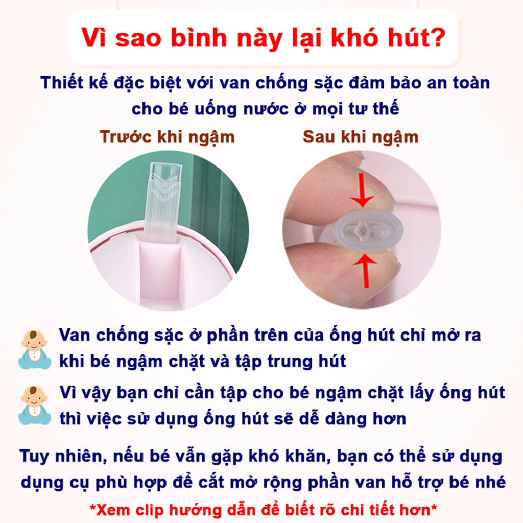 Mô tả Bình Nước Cao Cấp 250ml Cho Bé Van Chống Sặc, Chịu Nhiệt Tốt, Tay Cầm Tiện Lợi, Phù Hợp Để Tập Uống Sữa và Nước IQ Kao - 1