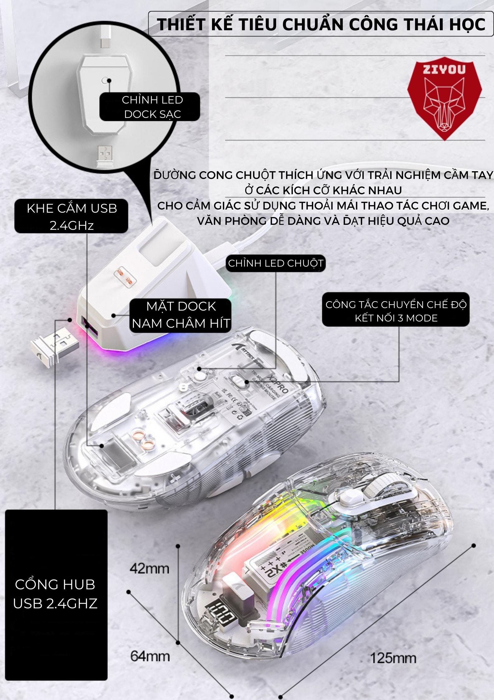 Chuột Máy Tính Không Dây Bluetooth Ziyou X2 PRO VIP Mouse LED RGB cho ...