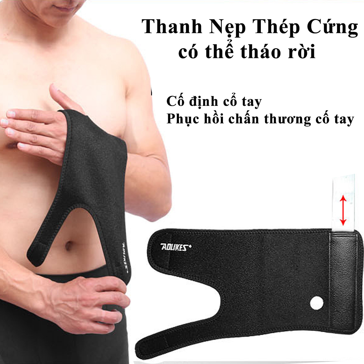 Mô tả Đai Nẹp Cố Định Khớp Cổ Tay Freesize AL1676 Có Thanh Thép Nẹp Dưới Lòng Bàn TayChính Hãng Aolikes Hỗ Trợ Bong Gân - 7