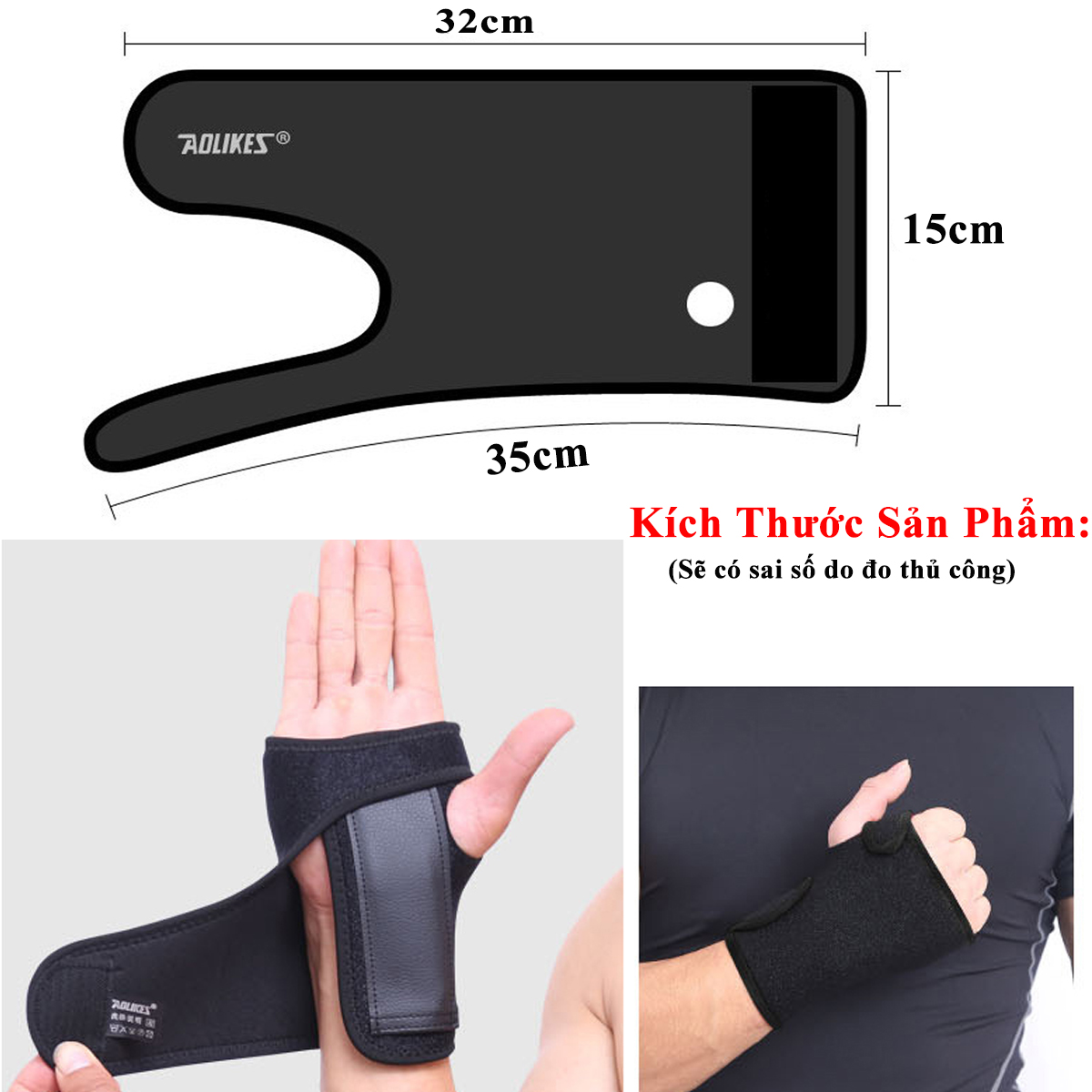 Mô tả Đai Nẹp Cố Định Khớp Cổ Tay Freesize AL1676 Có Thanh Thép Nẹp Dưới Lòng Bàn TayChính Hãng Aolikes Hỗ Trợ Bong Gân - 9