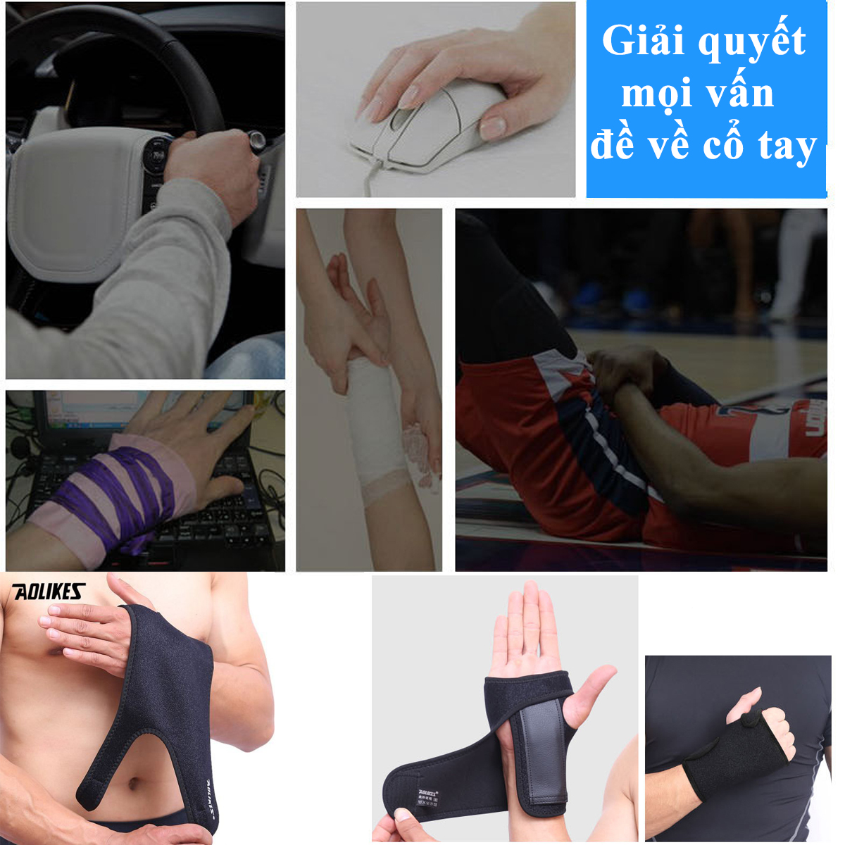 Mô tả Đai Nẹp Cố Định Khớp Cổ Tay Freesize AL1676 Có Thanh Thép Nẹp Dưới Lòng Bàn TayChính Hãng Aolikes Hỗ Trợ Bong Gân - 10