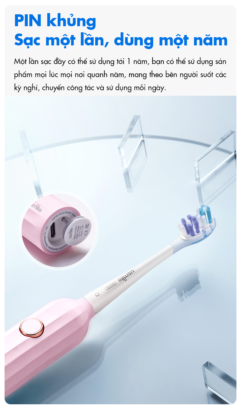 Mô tả Bàn chải điện sóng siêu âm usmile Y1S - Chính hãng - BH 12 tháng - 4