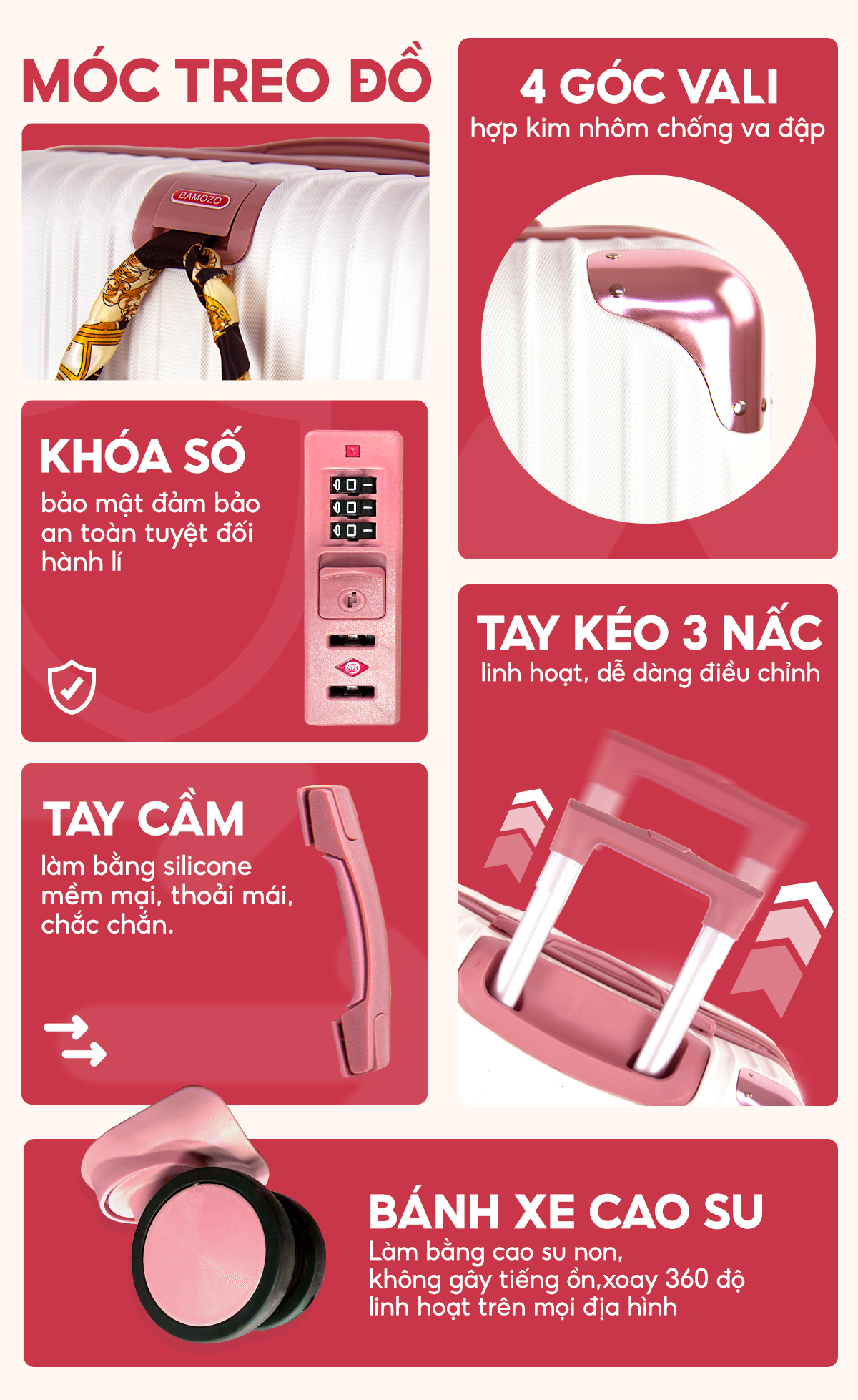 Mô tả HỎA TỐC Vali Du Lịch Bamozo 8809 Cao Cấp Size 28 Bền Đẹp Bảo Hành 5 Năm - 4