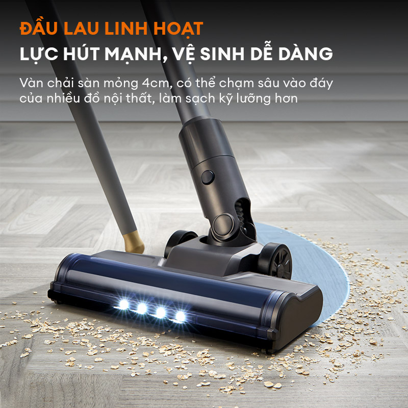 Máy hút bụi cầm tay không dây Gaabor VCL10E-BK01A cao cấp, pin Lithium tháo rời, lực hút đến 20000PA