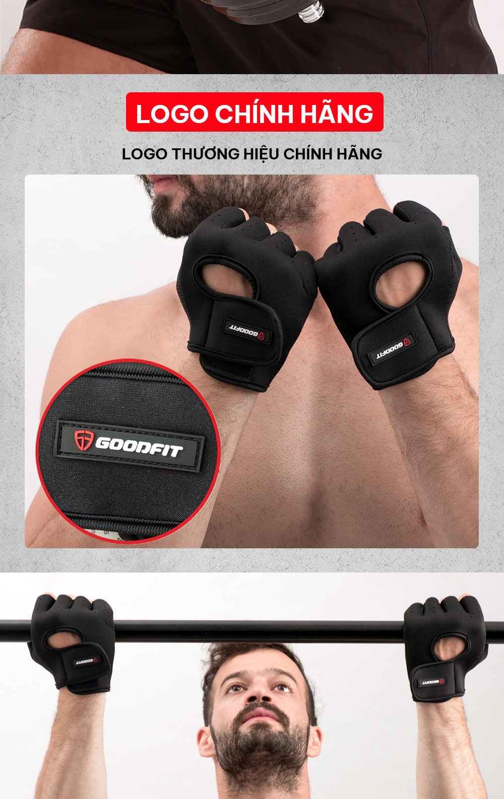 Mô tả Găng tay hở ngón, bao tay tập gym nam nữ GoodFit GF202G đệm silicone chống trượt, vải đục lỗ thoáng khí - 6