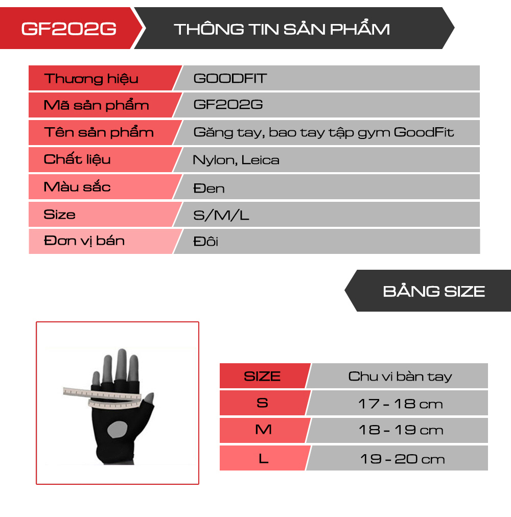 Mô tả Găng tay hở ngón, bao tay tập gym nam nữ GoodFit GF202G đệm silicone chống trượt, vải đục lỗ thoáng khí - 9