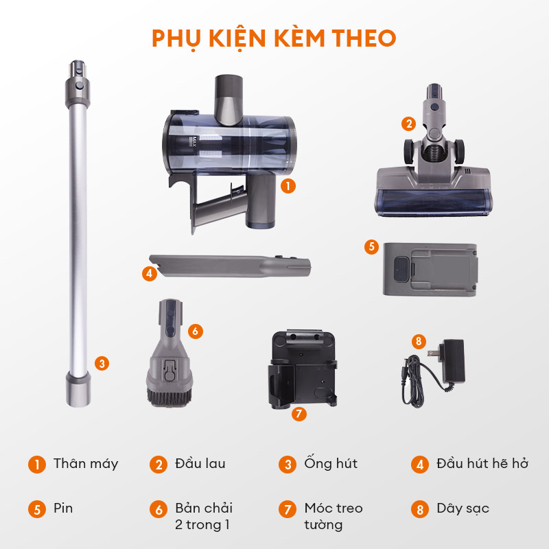 Mô tả Máy hút bụi không dây lực hút li tâm GAABOR VCL10E-BK01A dòng DEEP SEA cao cấp, pin Lithium tháo rời - 10