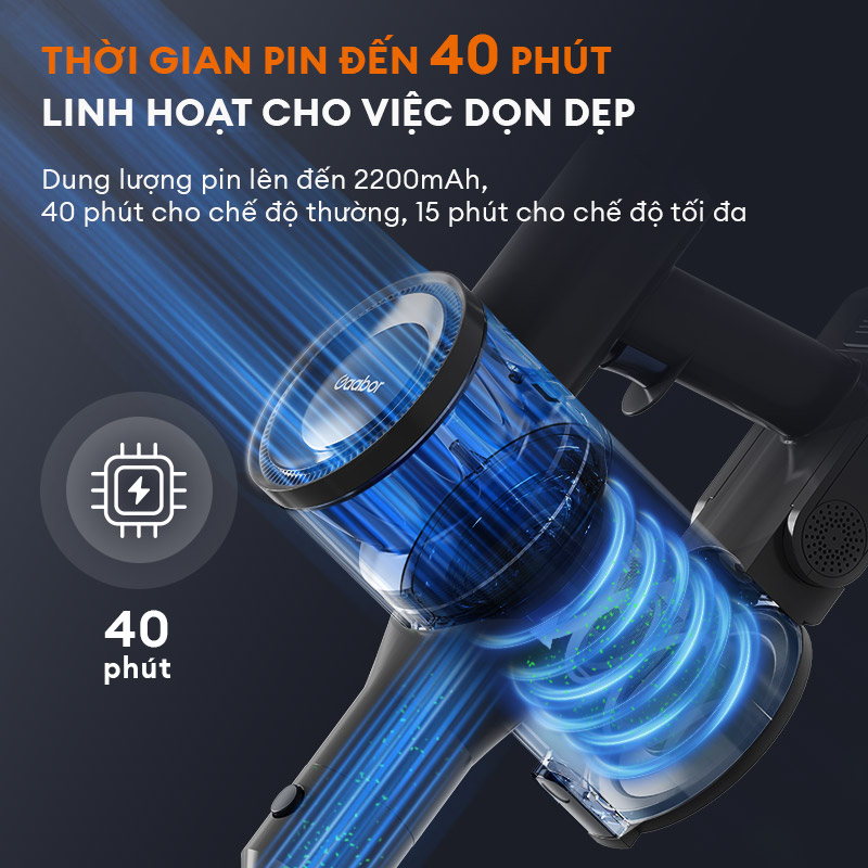 Mô tả Máy hút bụi không dây lực hút li tâm GAABOR VCL10E-BK01A dòng DEEP SEA cao cấp, pin Lithium tháo rời - 7