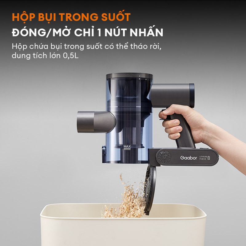 Mô tả Máy hút bụi không dây lực hút li tâm GAABOR VCL10E-BK01A dòng DEEP SEA cao cấp, pin Lithium tháo rời - 6