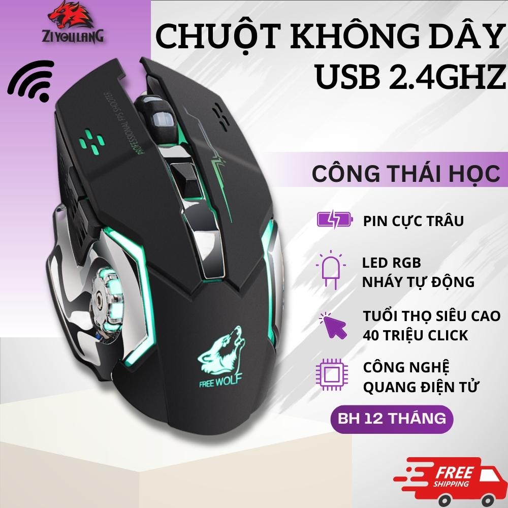 Chuột Không Dây Free Wolf X8 - Thiết Kế Gaming Pin Sạc, Led RGB 7 Màu ...