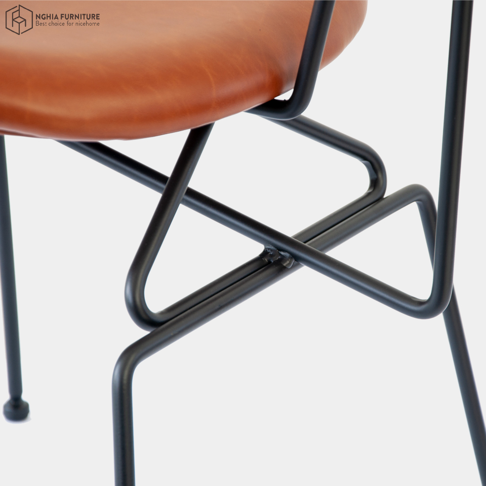 Mô tả Ghế Cafe Nghiafurniture Sapoo Chair 03 nhập khẩu cao cấp, Decor nhà hàng sang trọng - Nệm da Pu, Chân sắt sơn tĩnh điện - 3