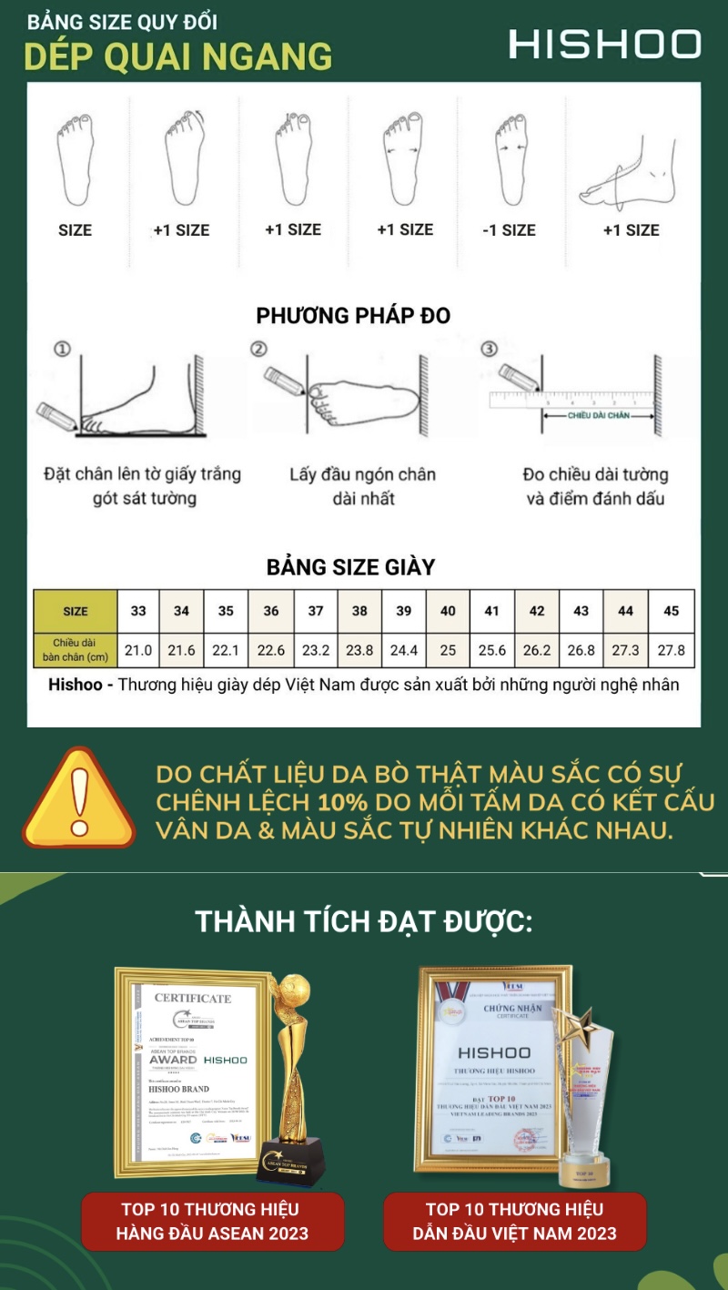 Mô tả Dép quai ngang slipper quai dán Xé dán cao cấp nam, nữ HISHOO siêu nhẹ da bò thời trang size 36-45 VNXK U115 - 1