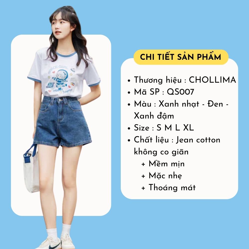 Mô tả Quần short jean nữ Chollima QS007 Basic dễ phối đồ phong cách hàn quốc trẻ trung năng động - 1