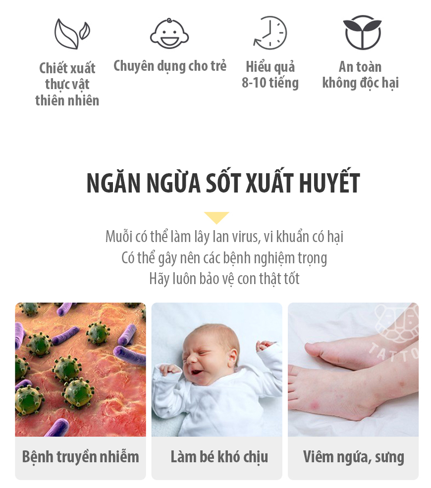 Mô tả BABY TATTOO Miếng Dán Chống Muỗi, Côn Trùng Cho Trẻ Em Từ Thiên Nhiên Hương Thảo Dược Nhẹ Nhàng 1 hộp 24 miếng - 2