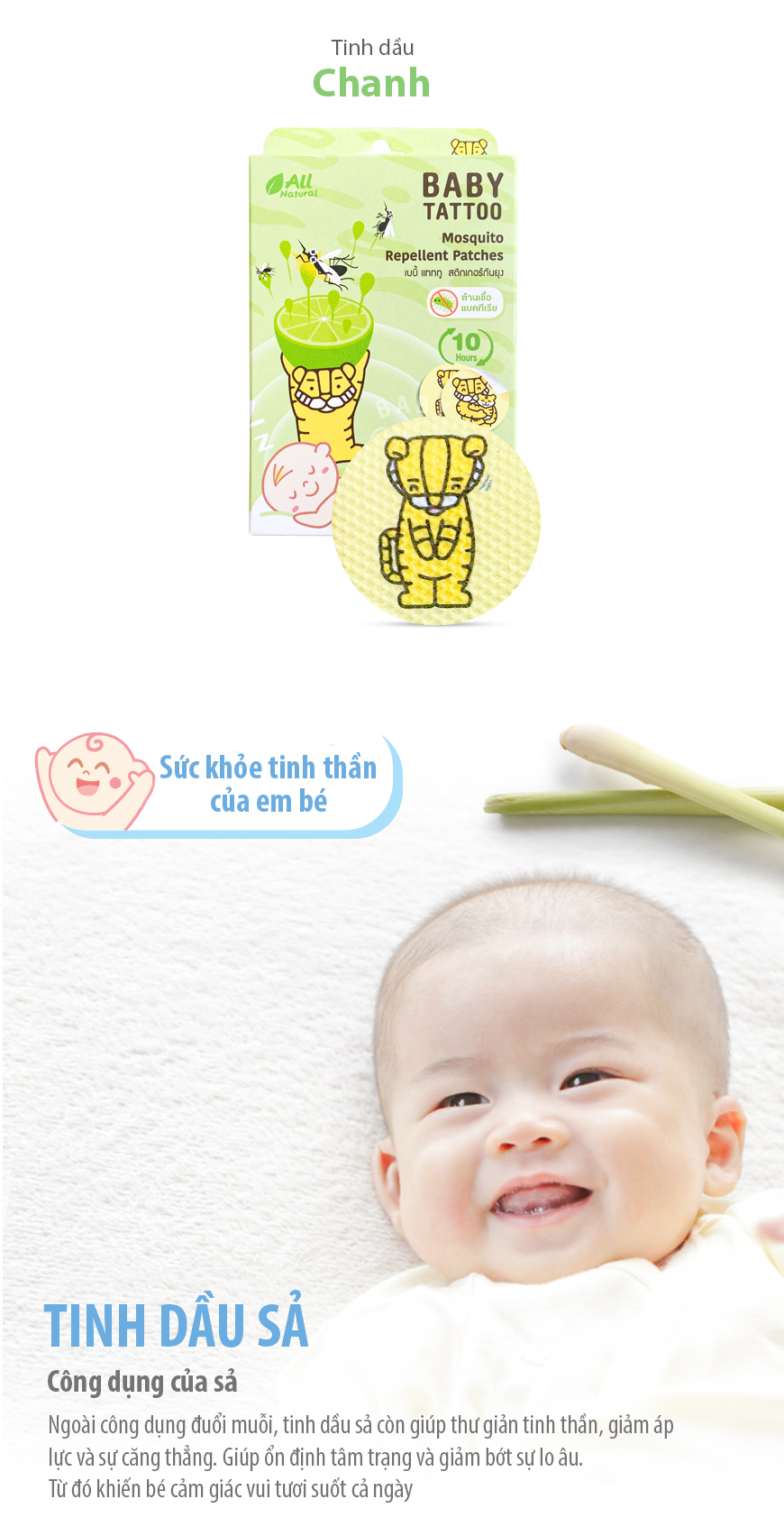 Mô tả BABY TATTOO Miếng Dán Chống Muỗi, Côn Trùng Cho Trẻ Em Từ Thiên Nhiên Hương Thảo Dược Nhẹ Nhàng 1 hộp 24 miếng - 4