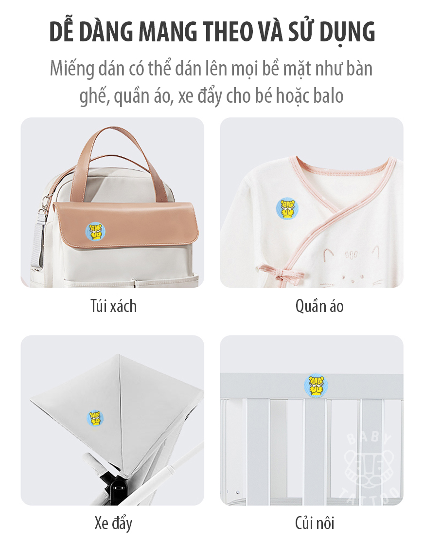 Mô tả BABY TATTOO Miếng Dán Chống Muỗi, Côn Trùng Cho Trẻ Em Từ Thiên Nhiên Hương Thảo Dược Nhẹ Nhàng 1 hộp 24 miếng - 6