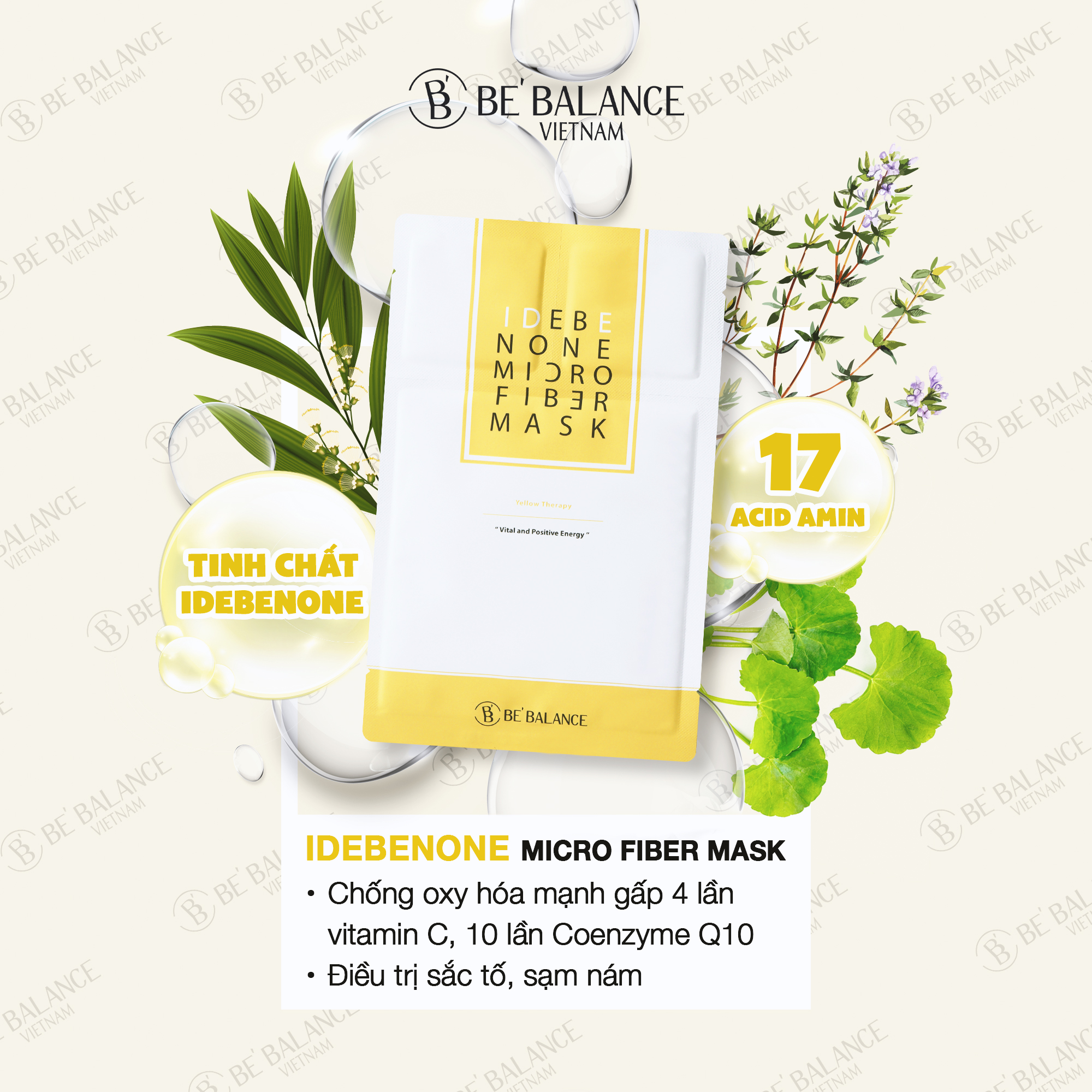 Mô tả Mặt Nạ Vải Vi Sợi Be'Balance IDEBENONE MICRO FIBER MASK 3in1 Làm Đẹp Da 1 hộp 10 miếng - 1
