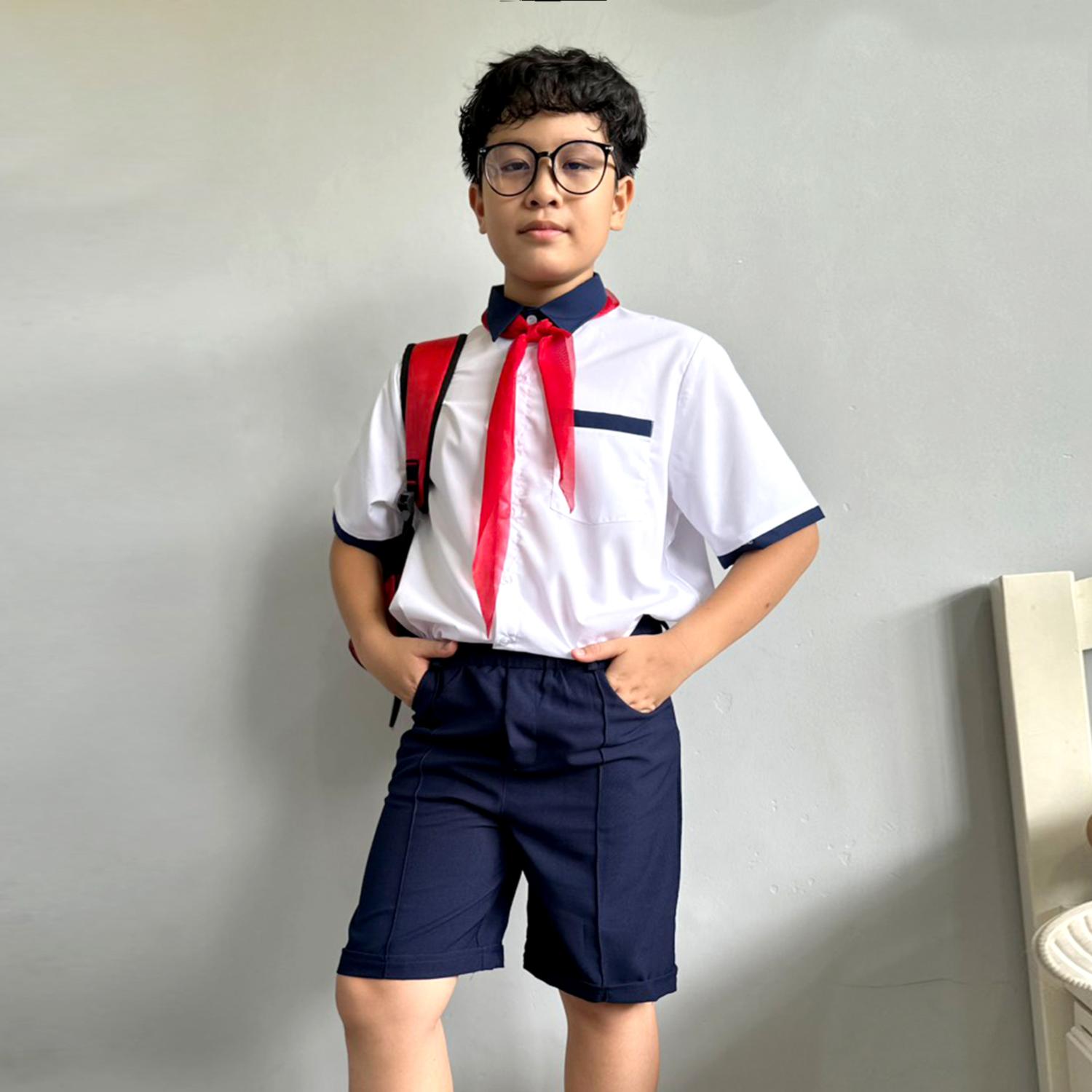 Mô tả Áo sơ mi học sinh nam phối xanh cho học sinh tiểu học, trung học cơ sở Jadiny - 3