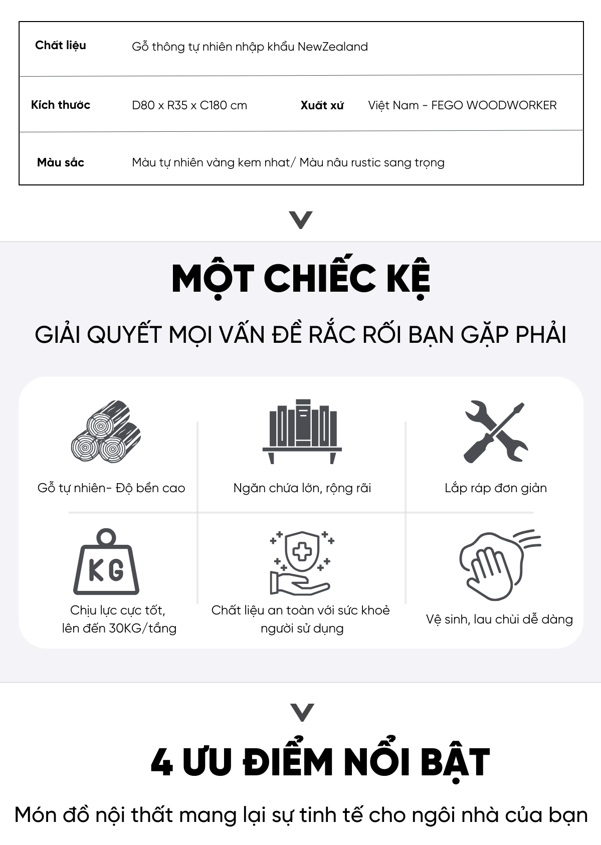 Kệ sách 5 tầng gỗ thông Newzealand