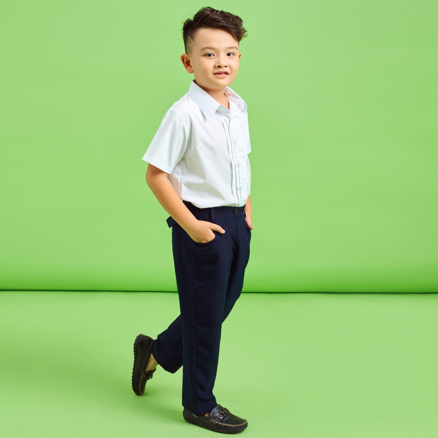 Áo đồng phục trắng bé trai Jadiny