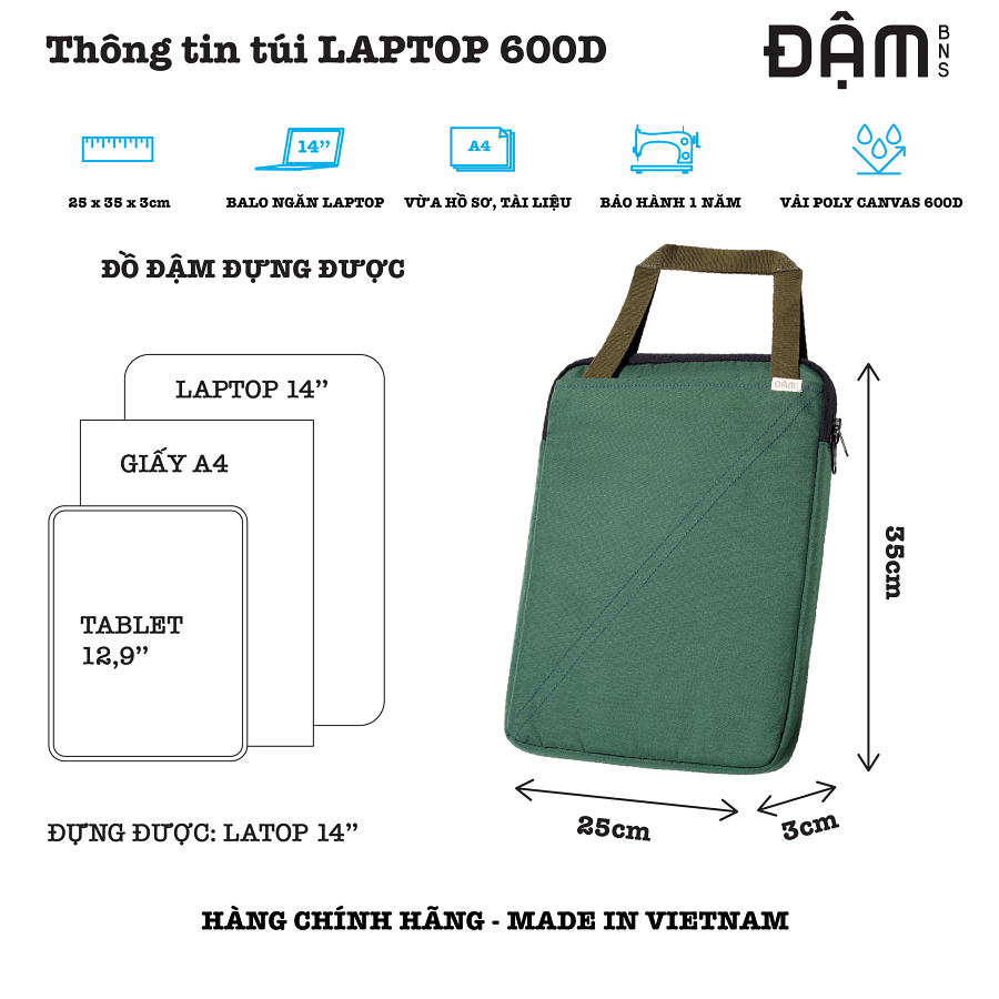 Mô tả ĐẬM BNS túi máy tính thời trang kháng nước thiết bị 14inch LAPTOP A4 - 1