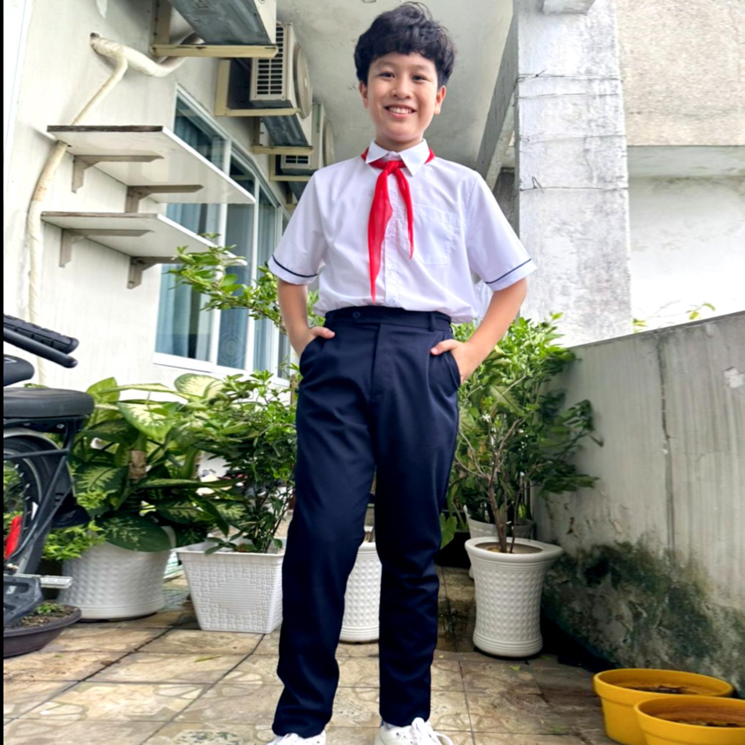 Mô tả Quần tây đi học nam cấp 2 màu xanh đen, màu đen cao cấp ống suông thời trang Jadiny - 3