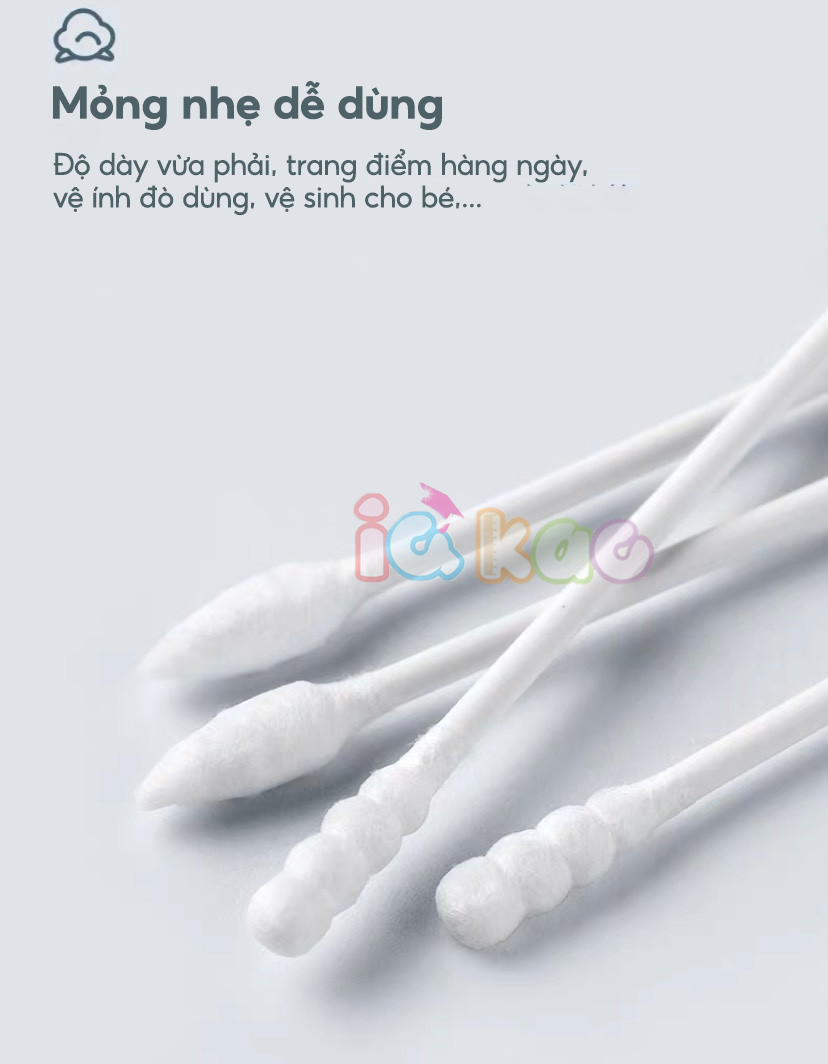 Mô tả Tăm Bông Kháng Khuẩn V-Coool Cho Trẻ Sơ Sinh – An Toàn, 2 Đầu Mềm Mại, Không Xơ, Hộp 200 Chiếc Tiện Lợi IQKAO - 5