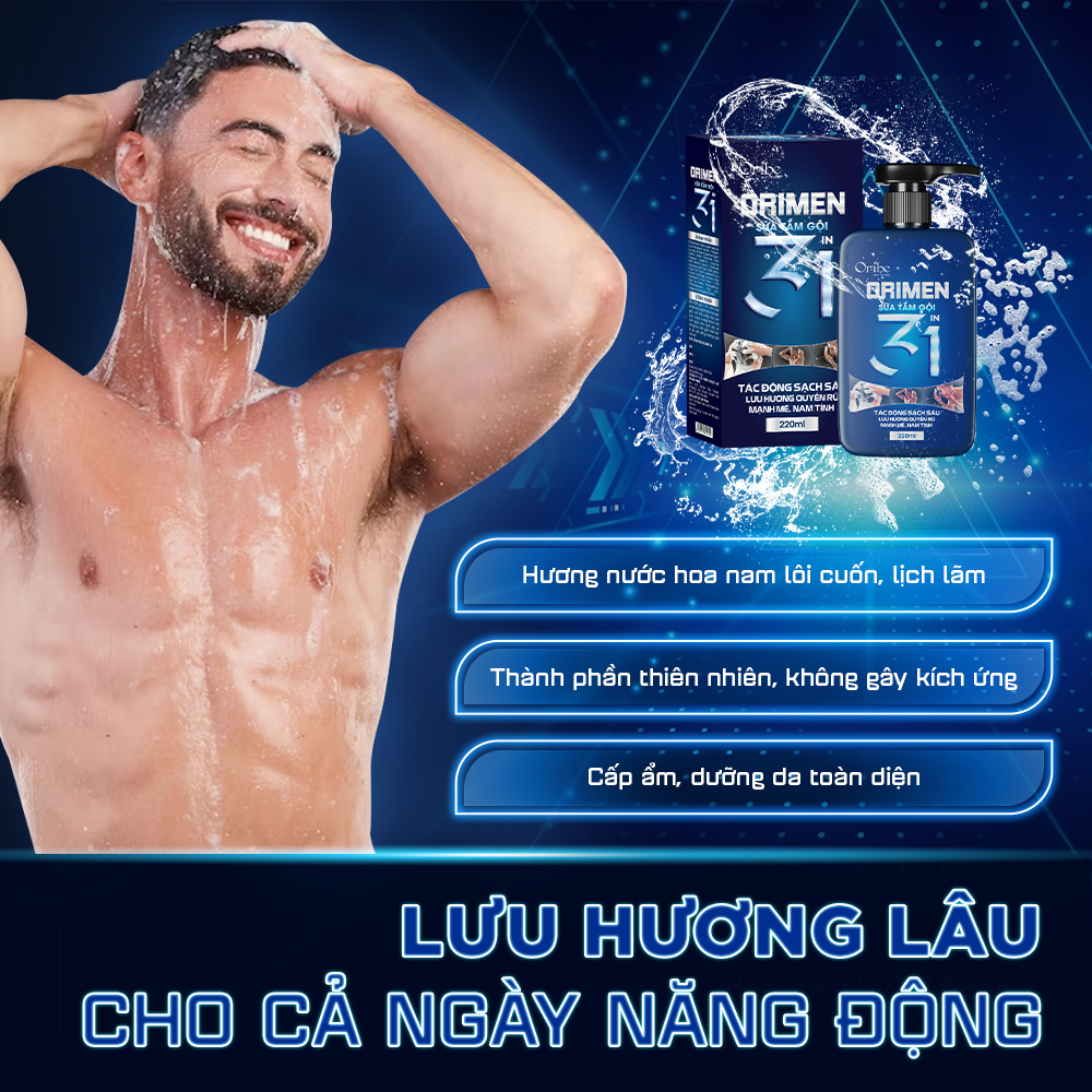 Mô tả Sữa tắm gội nam 3in1 hương nước hoa cao cấp Orimen 220ml - 2