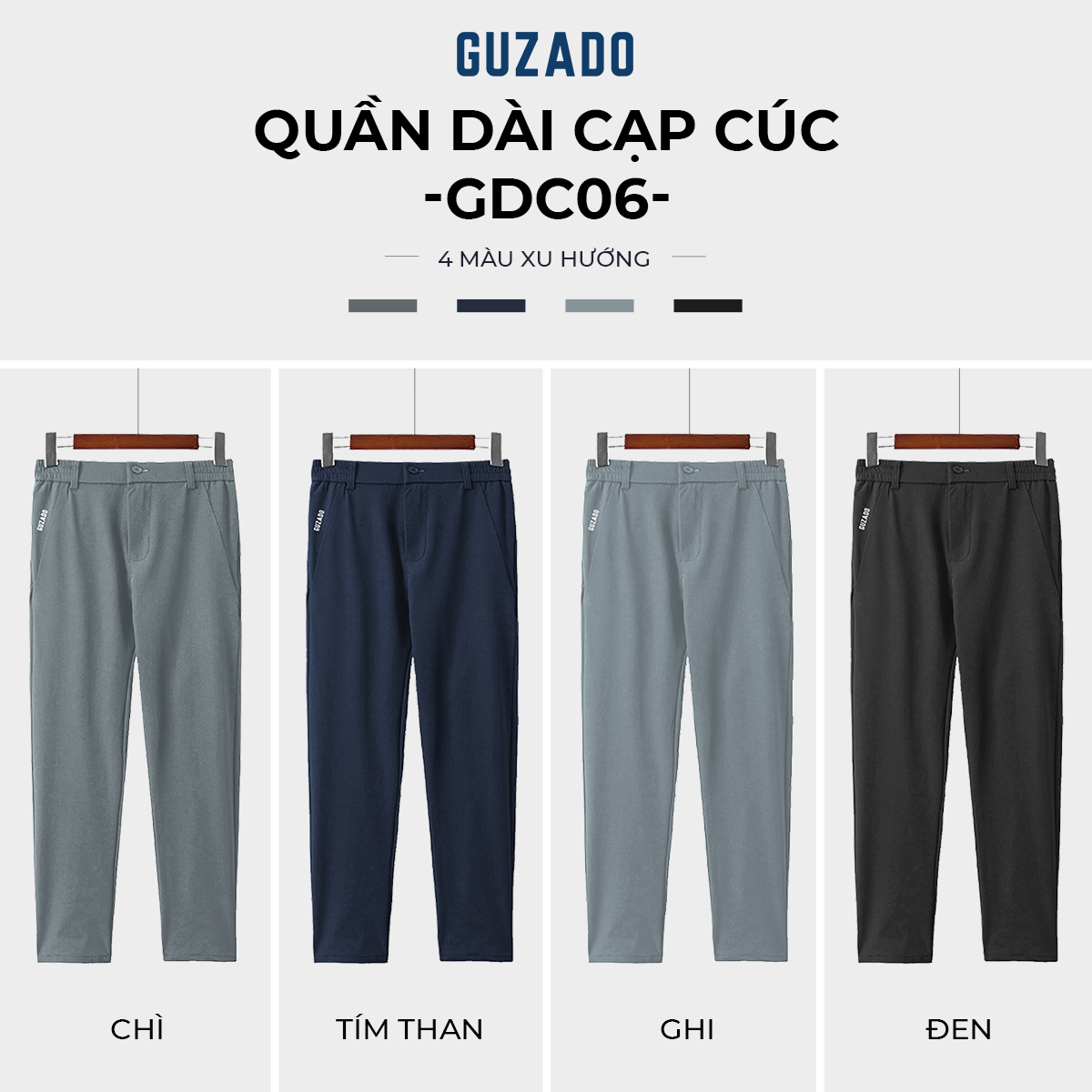 Mô tả Quần Ống Suông Nam Mẫu Cạp Cúc Premium,Vải Gió Thể Thao Co Giãn Cực Tốt,Thoải Mái Vận Động GDC03 - 1