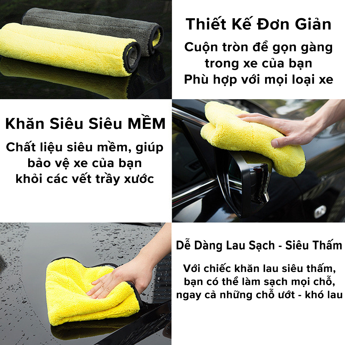 Mô tả Khăn Lau Đa Năng Siêu Thấm 30*30cm Sợi Microfiber Dày Dặn Chuyên Dùng Cho Xe Ô Tô Xe Tải Lau Đồ Dùng Chính Hãng Amalife - 4