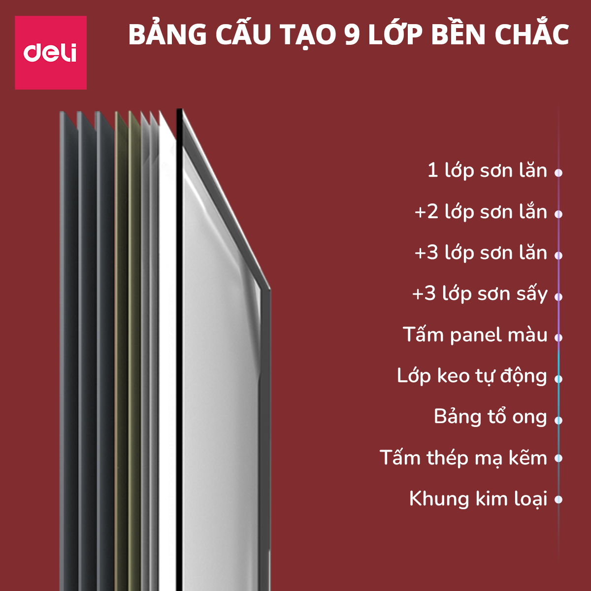 Mô tả Bảng Từ Trắng DELI Kích Thước 120x90 cm Bảng Mica Từ Tính Nam Châm Bảng Fooc Trắng, Móc Treo Tường - 9