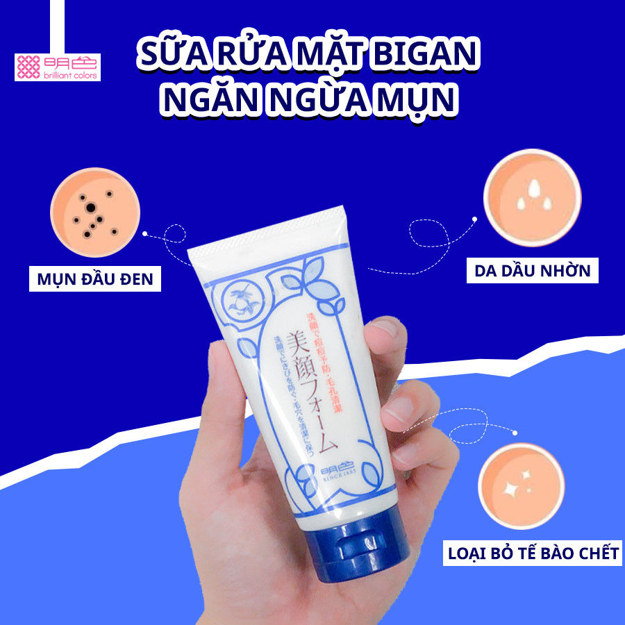 Mô tả Sữa rửa mặt Làm Sạch Và Ngăn Ngừa Mụn MEISHOKU Acne Bigan Facial Wash 80g - 2