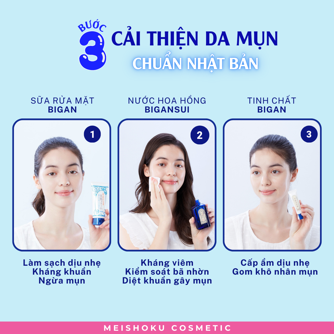 Mô tả Nước hoa hồng Làm sạch và Ngăn ngừa mụn MEISHOKU Bigansui Lotion 90ml - 2