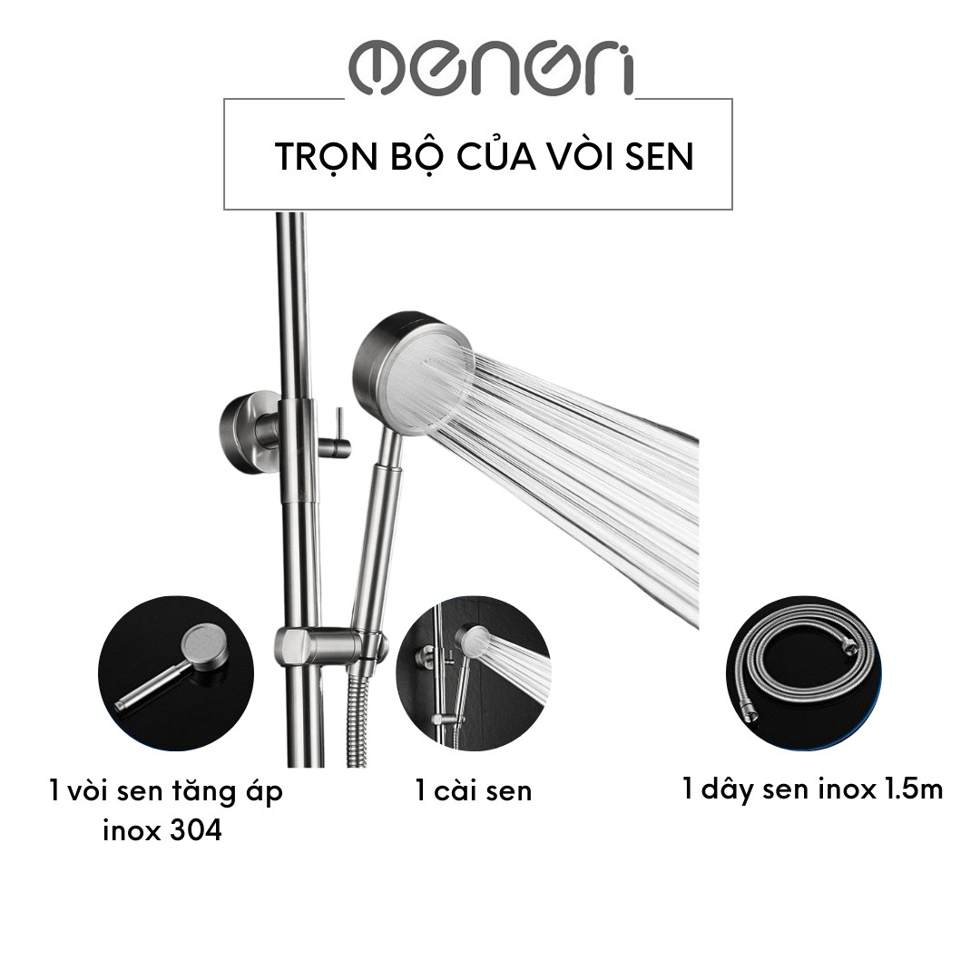 Mô tả Vòi Hoa Sen Nhà Tắm INOX 304 Tăng Áp Lực Nước Có Kèm Dây 1,5m - OENON - 2