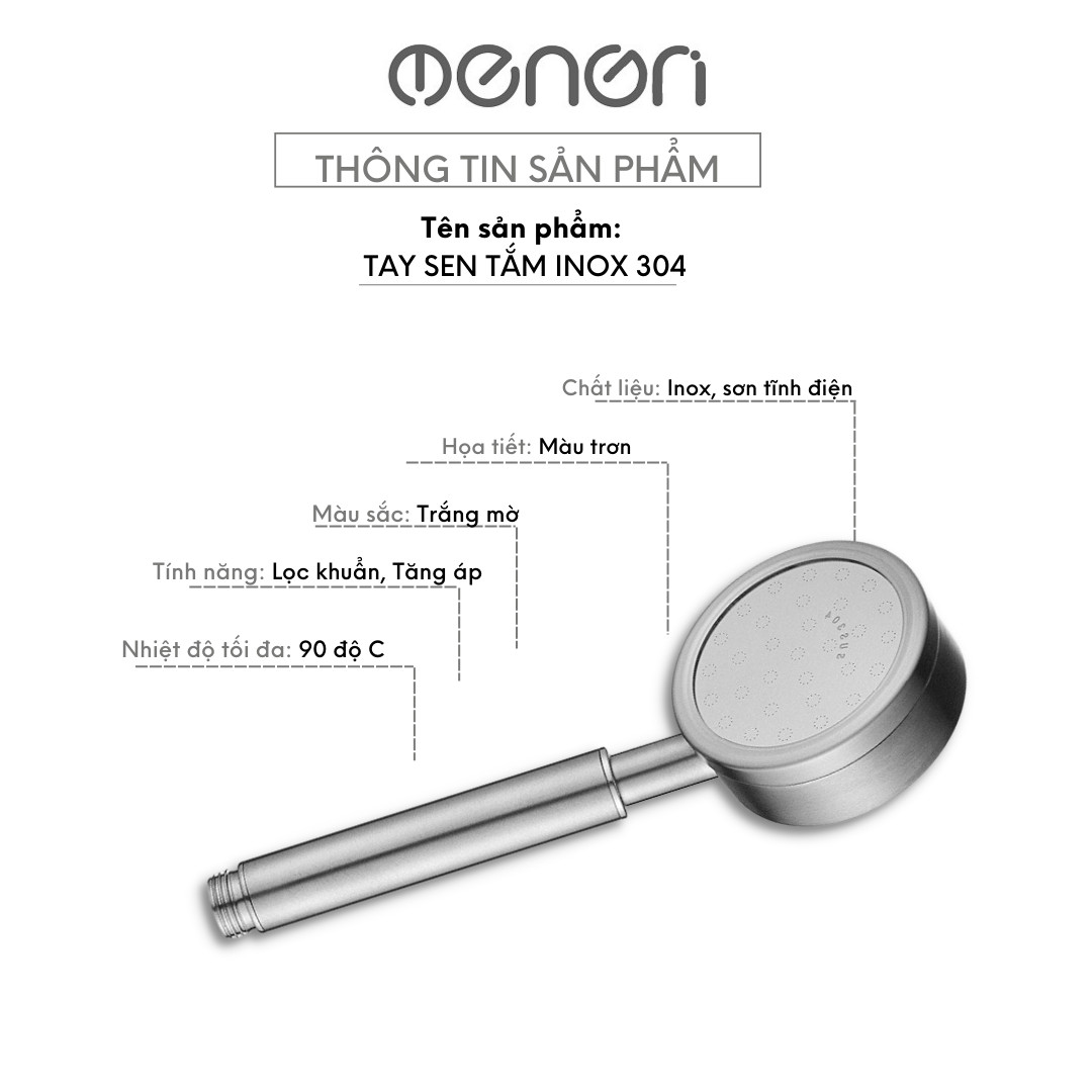 Mô tả Vòi Hoa Sen Nhà Tắm INOX 304 Tăng Áp Lực Nước Có Kèm Dây 1,5m - OENON - 4