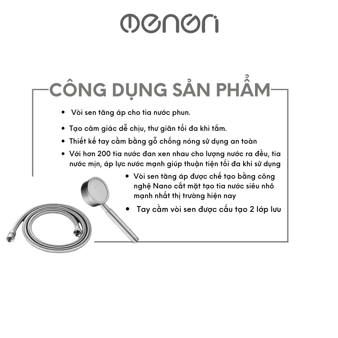Mô tả Vòi Hoa Sen Nhà Tắm INOX 304 Tăng Áp Lực Nước Có Kèm Dây 1,5m - OENON - 7