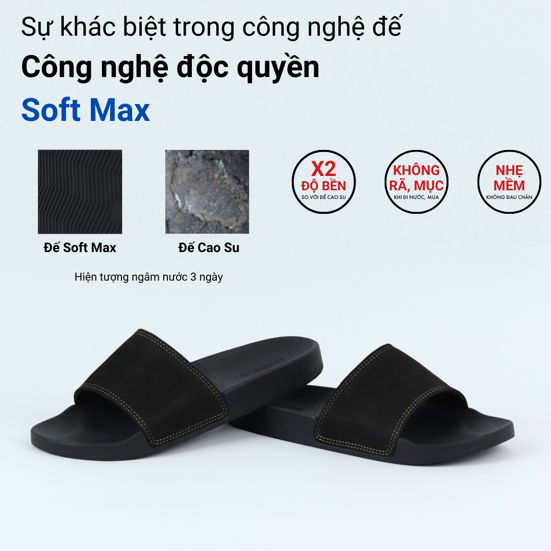 Mô tả Dép da nam quai ngang slipper nữ Đen Trắng Nâu da bò HISHOO thời trang cao cấp siêu nhẹ size 36-45 U114 - 5