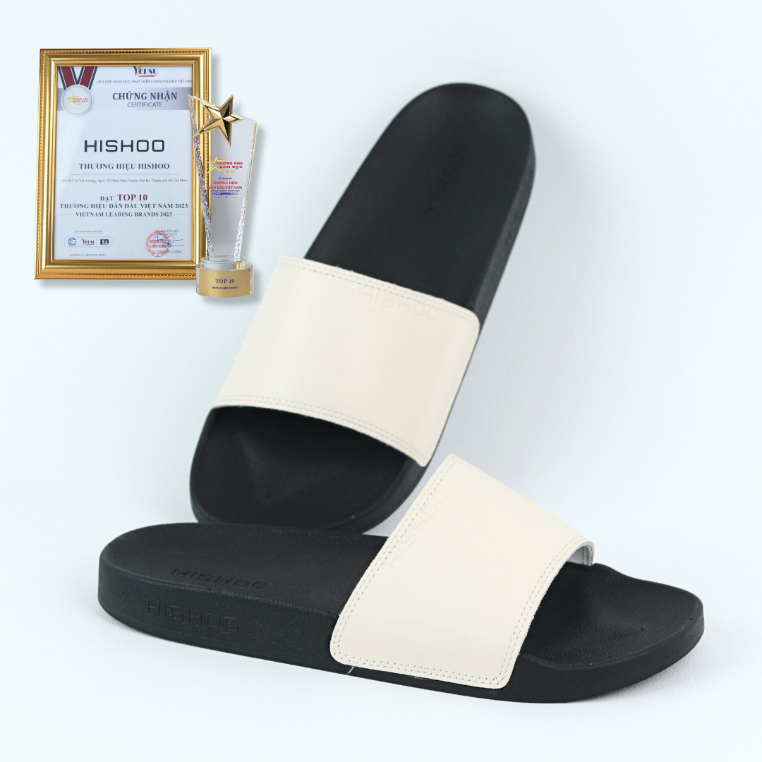 Mô tả Dép da nam quai ngang slipper nữ Đen Trắng Nâu da bò HISHOO thời trang cao cấp siêu nhẹ size 36-45 U114 - 6