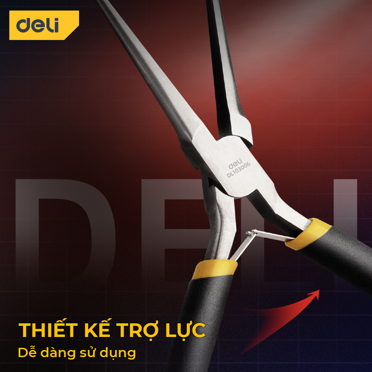Kìm Mũi Nhọn Deli Trợ Lực, Kich Thước 6 Inch Nhỏ Gọn, Cắt Dây Điện, Sửa ...